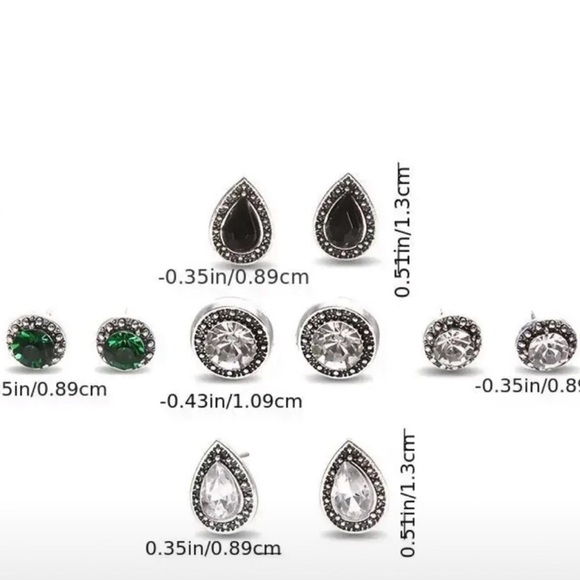 Women’s Gemstone Crystal Stud Earrings Set Boho Fashion Earrings Jewelry - Picture 3 of 6